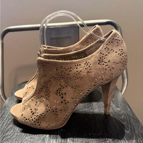 BCBGirls Brown Cut-Out Peep-Toe Wedges - Picture 7 of 11